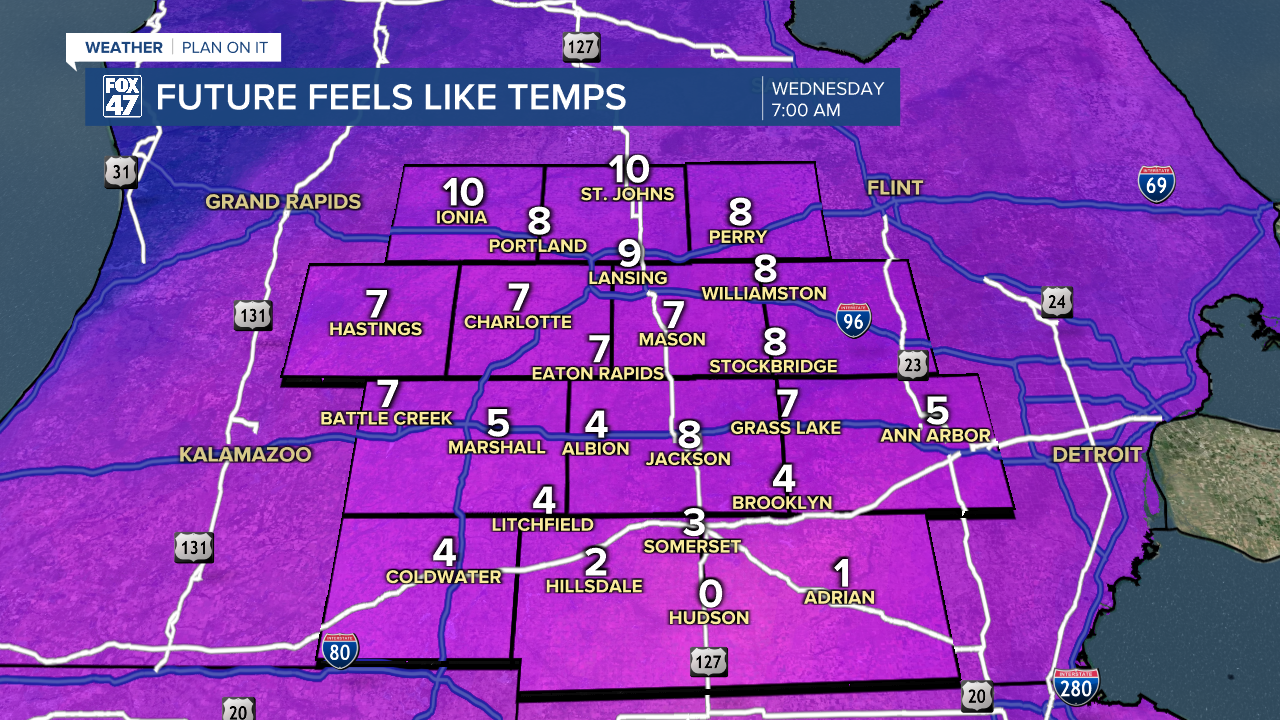 Feels like temps drop into the single digits tonight