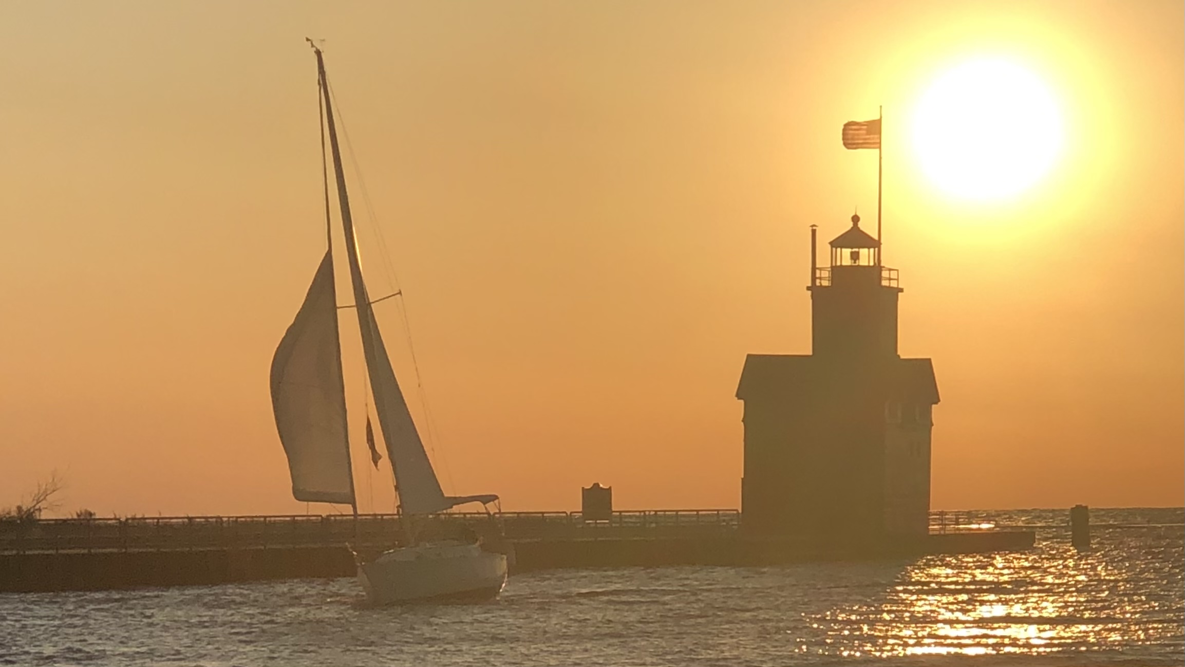 Big Sun over Holland Lighthouse
