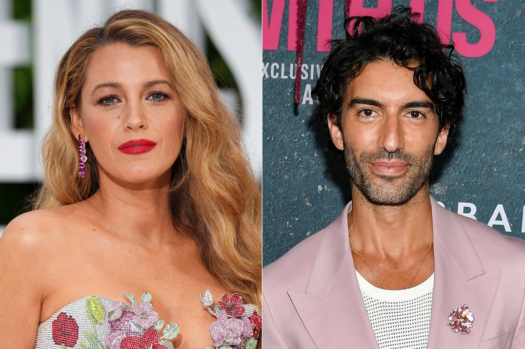 FILE - This combination of images shows Blake Lively at the London screening of the film "It 'Ends With Us" on Aug. 8, 2024, left, and Justin Baldoni at the world premiere of the film in New York on Aug. 6, 2024.