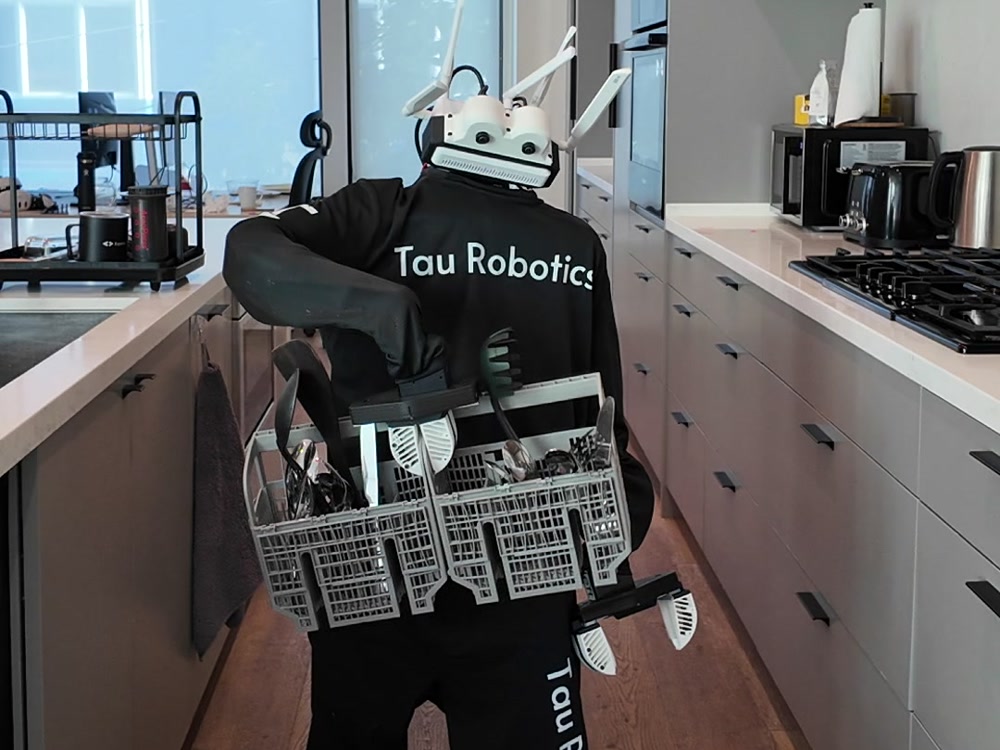Tau Robotics robot cleaning a house.