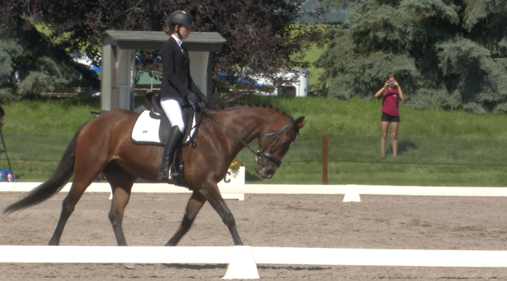 Sylvie Kresser and her horse, Jenda, compete in dressage, Thursday July 16 2026