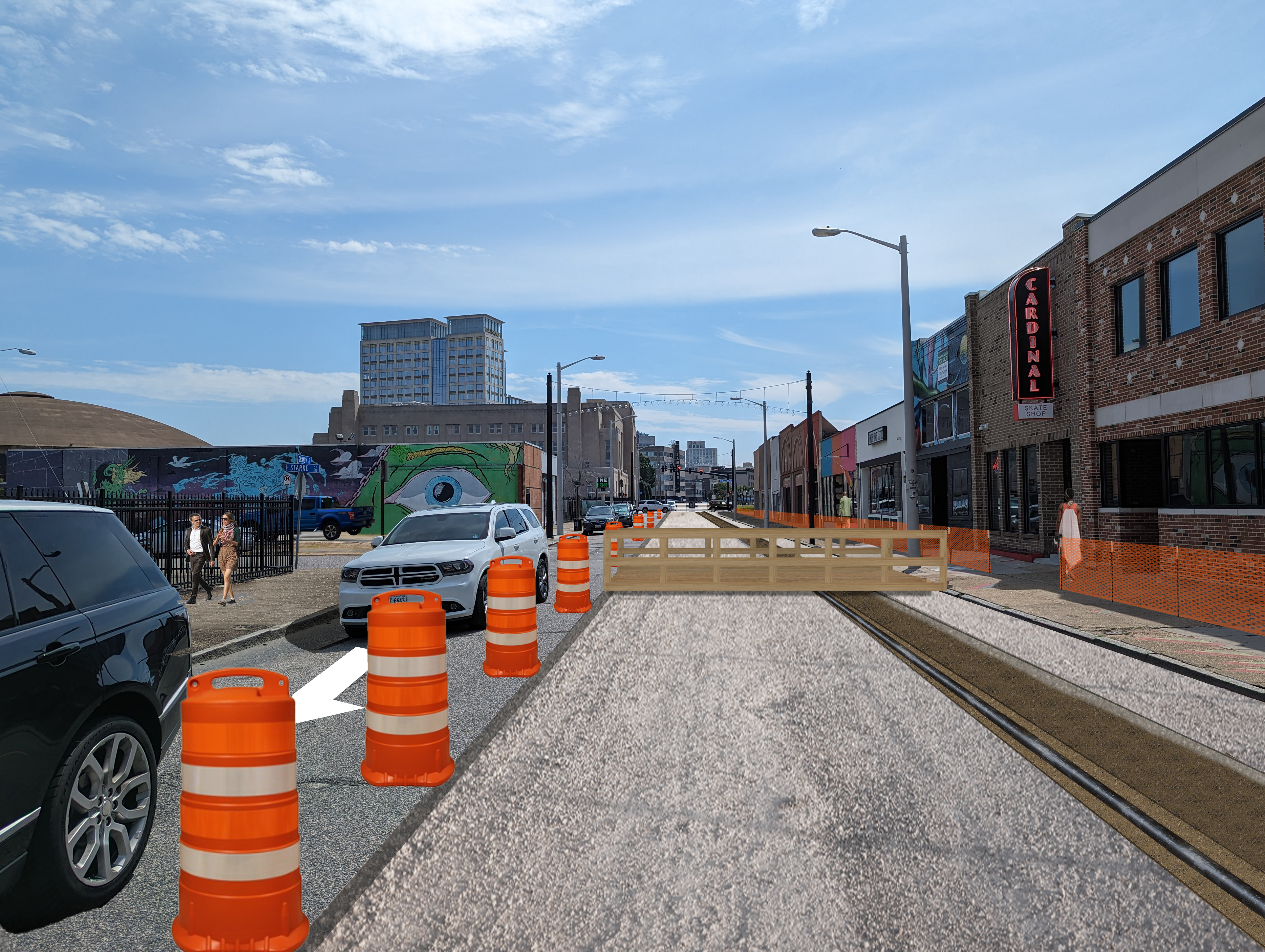 Neon District Streetscape project construction rendering 2024