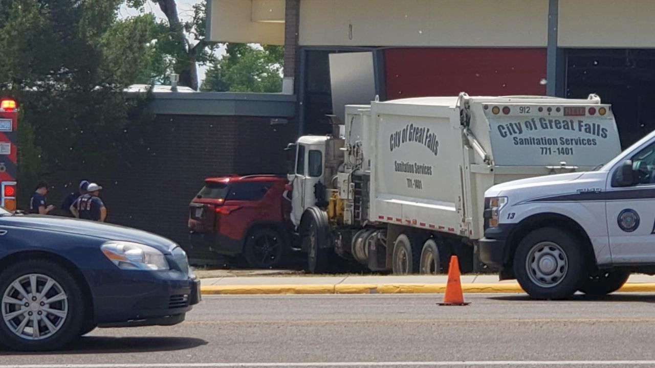 Vehicle collision damages Great Falls fire station (June 25, 2025)