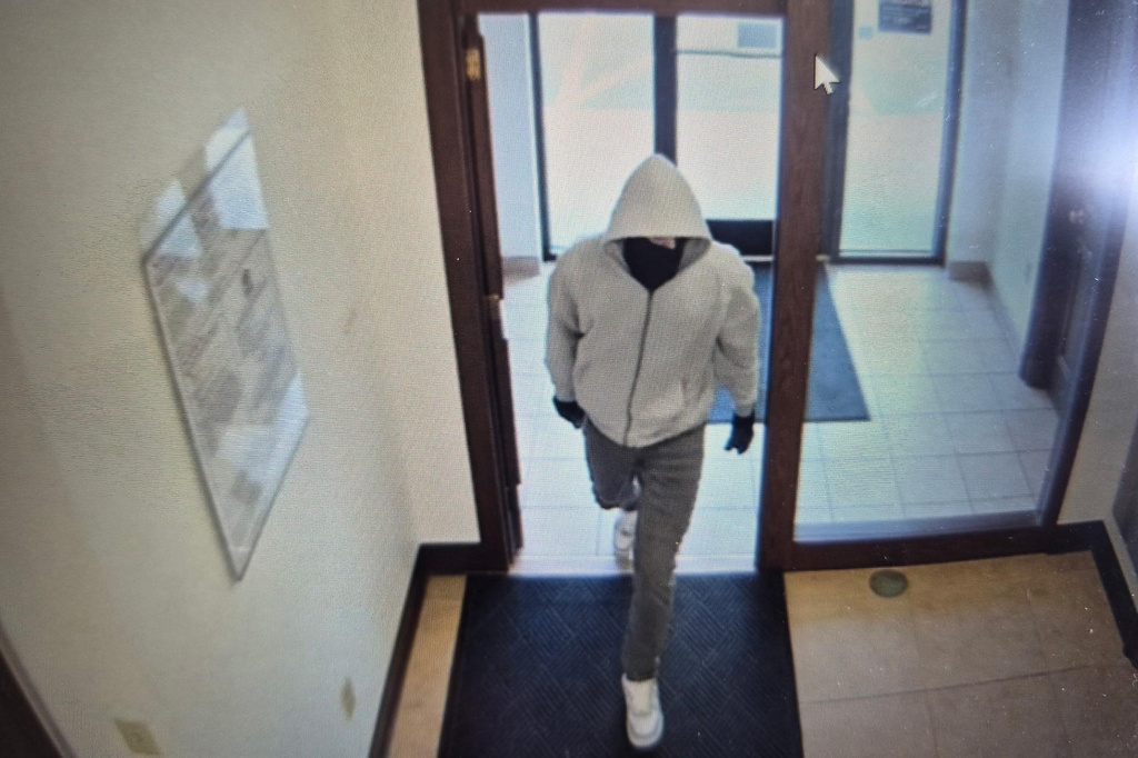 This image released by Kentucky State Police shows a suspect in a fatal bank robbery at a U.S. Bank in Berea, Ky., Thursday, April 30, 2026.