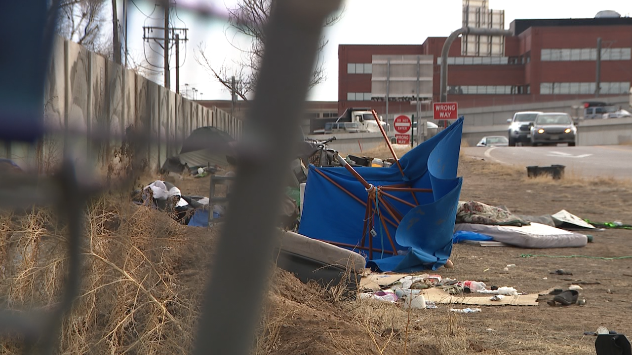Trash and debris at homeless encampment