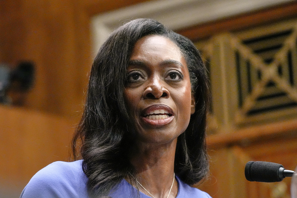 Erica Schwartz testifies during a Senate Health Education Labor and Pensions committee confirmation hearing to be the director of the Centers for Disease Control and Prevention on Capitol Hill, Wednesday, July 15, 2026, in Washington. 