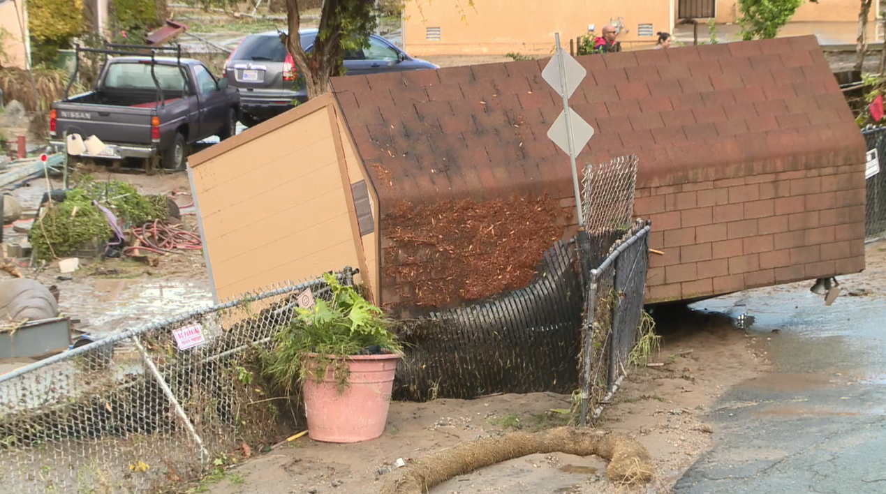 shed damaged in san diego storm 1-23-24