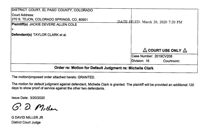 DEFAULT JUDGEMENT