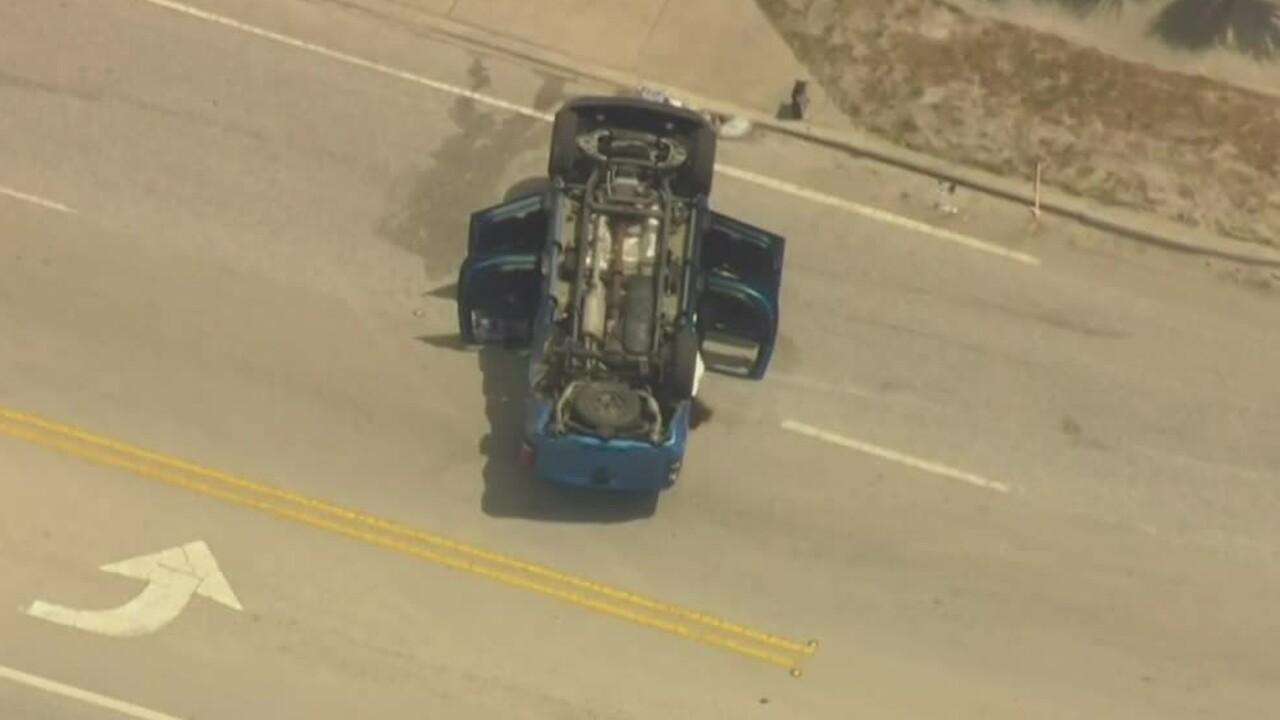 An overturned vehicle following a crash on Warfield Boulevard in Martin County on May 18, 2022.jpg