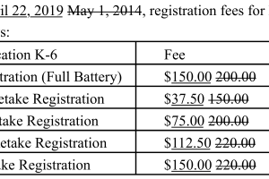 Elementary Education K-6 Proposed Fees