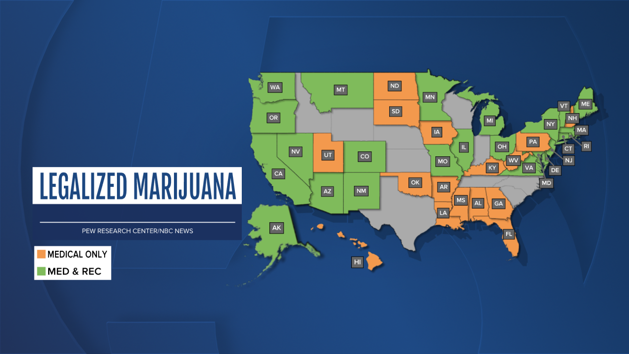 Legalized Marijuana by state in US April 2024
