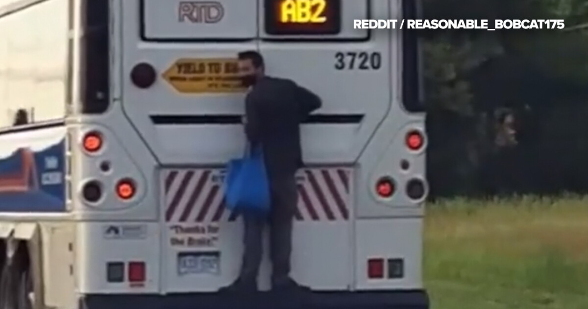 RTD investigating after wild video shows man clinging to back of bus in ...