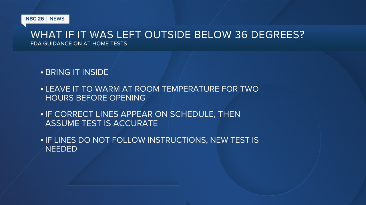 FDA guidelines on tests left in the cold