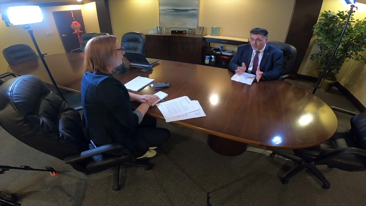 Aviation lawyer and pilot Jason Lorenzon talks to News 5 reporter Michelle Jarboe about the Browns stadium project in Brook Park.