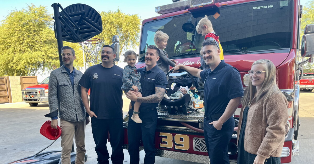 Girl reunites with Phoenix firefighters who saved her life from a near ...