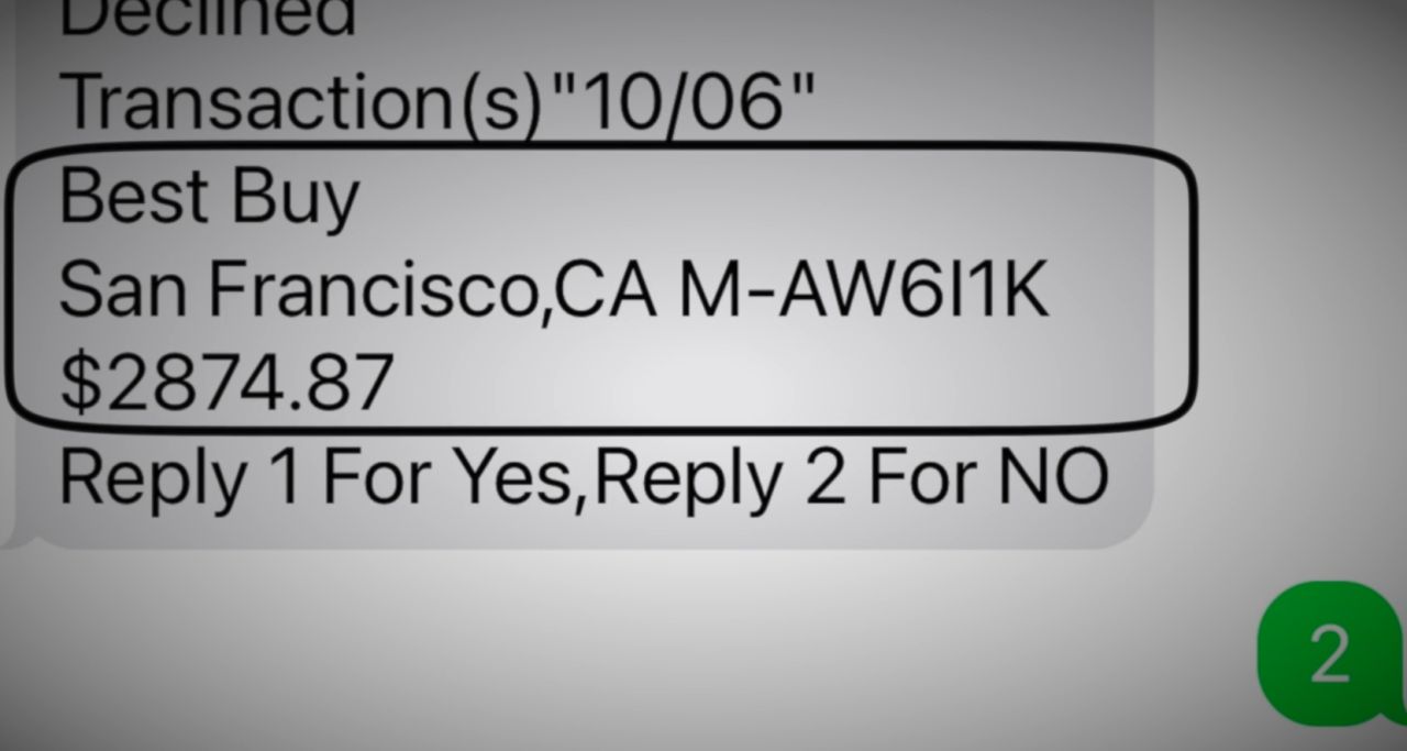 Text message which appeared to come from Wells Fargo
