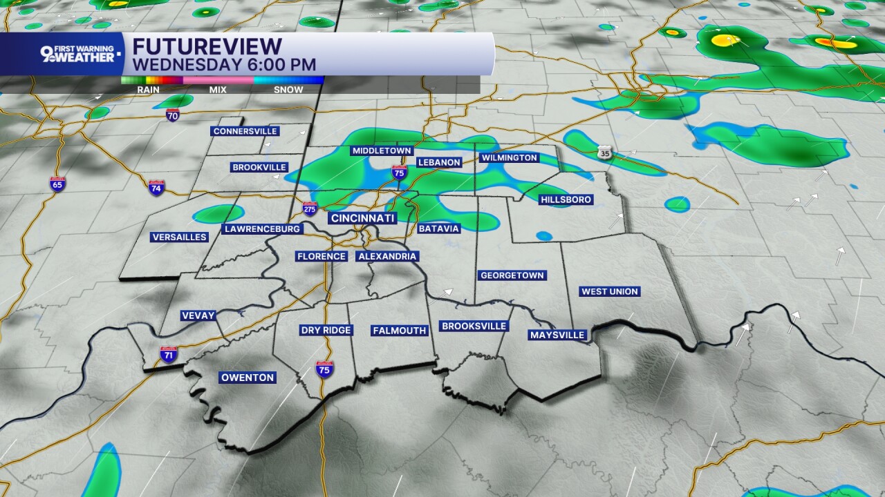 Rain chances by 6 p.m.