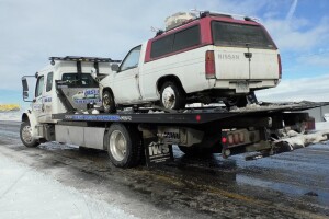 Various tow trucks could be seen on I-90 Friday. 