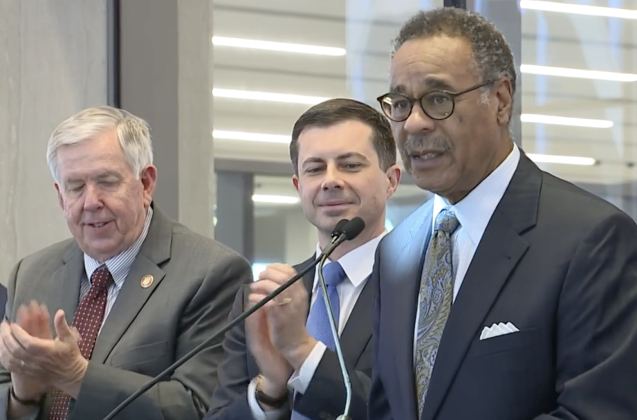 Rep. Emanuel Cleaver at KCI ribbon cutting.