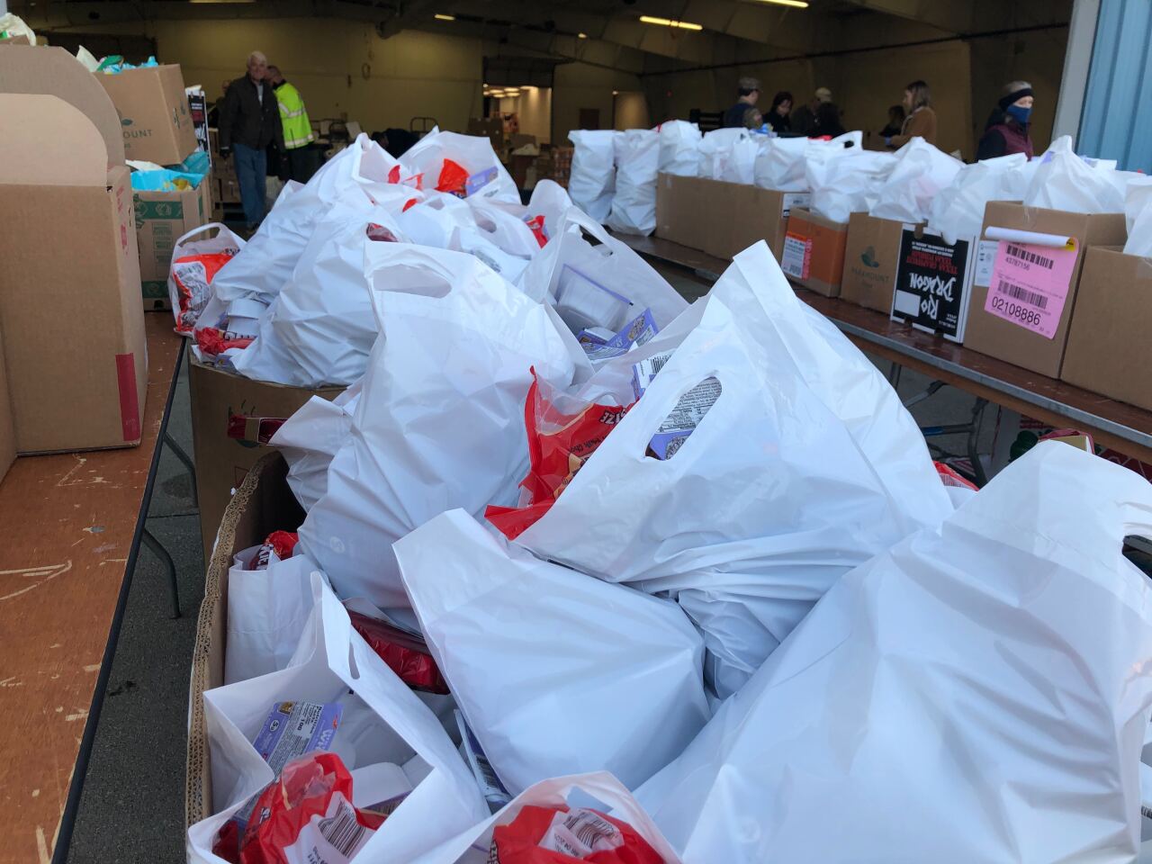 Feeding Medina County drive-thru distribution line.