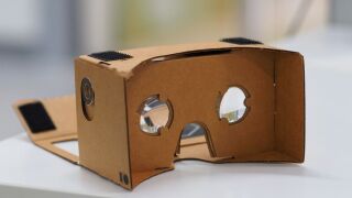 A Google Cardboard headset