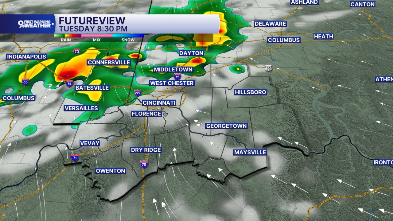 Isolated Storms Tuesday evening