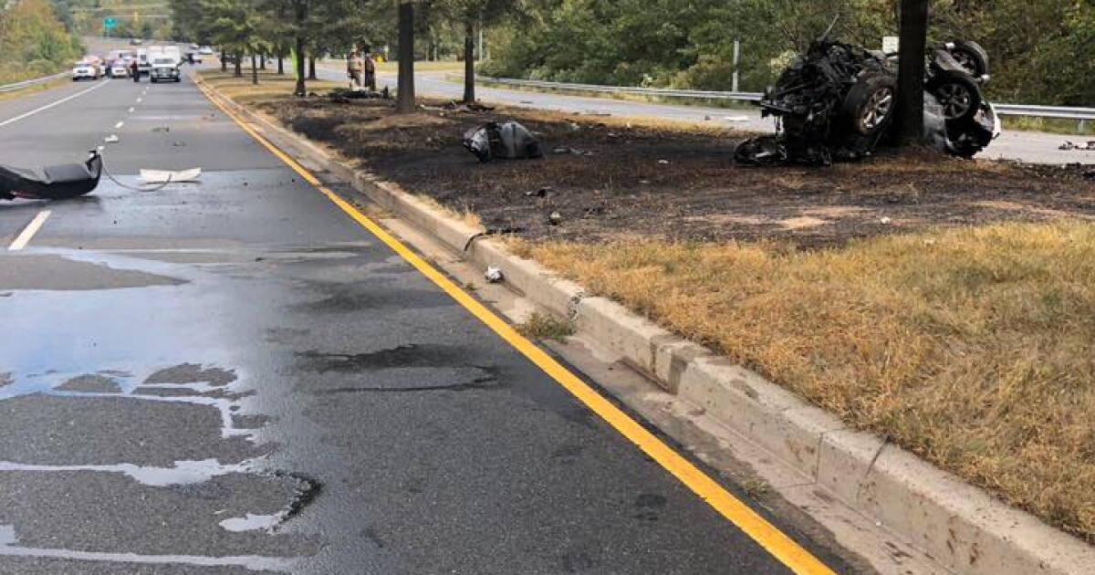 Driver dies after being thrown from overturned, burning car
