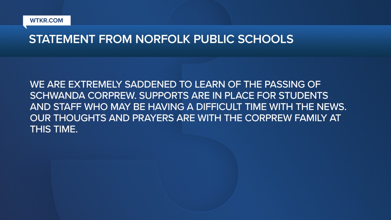 Norfolk Public Schools Statement on Schwanda Corprew's death