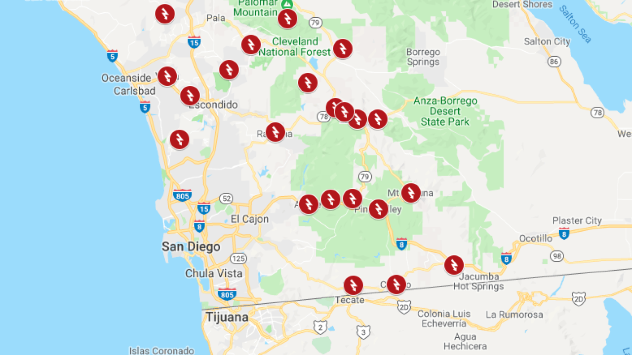 MAP: San Diego County communities affected by planned outages