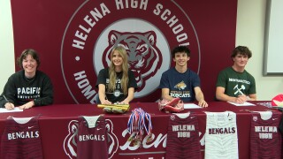Emily Davidson (left), Hazel Bishop (center left), Dylan Hill (center right) and Auston Rowe (Montana Tech)