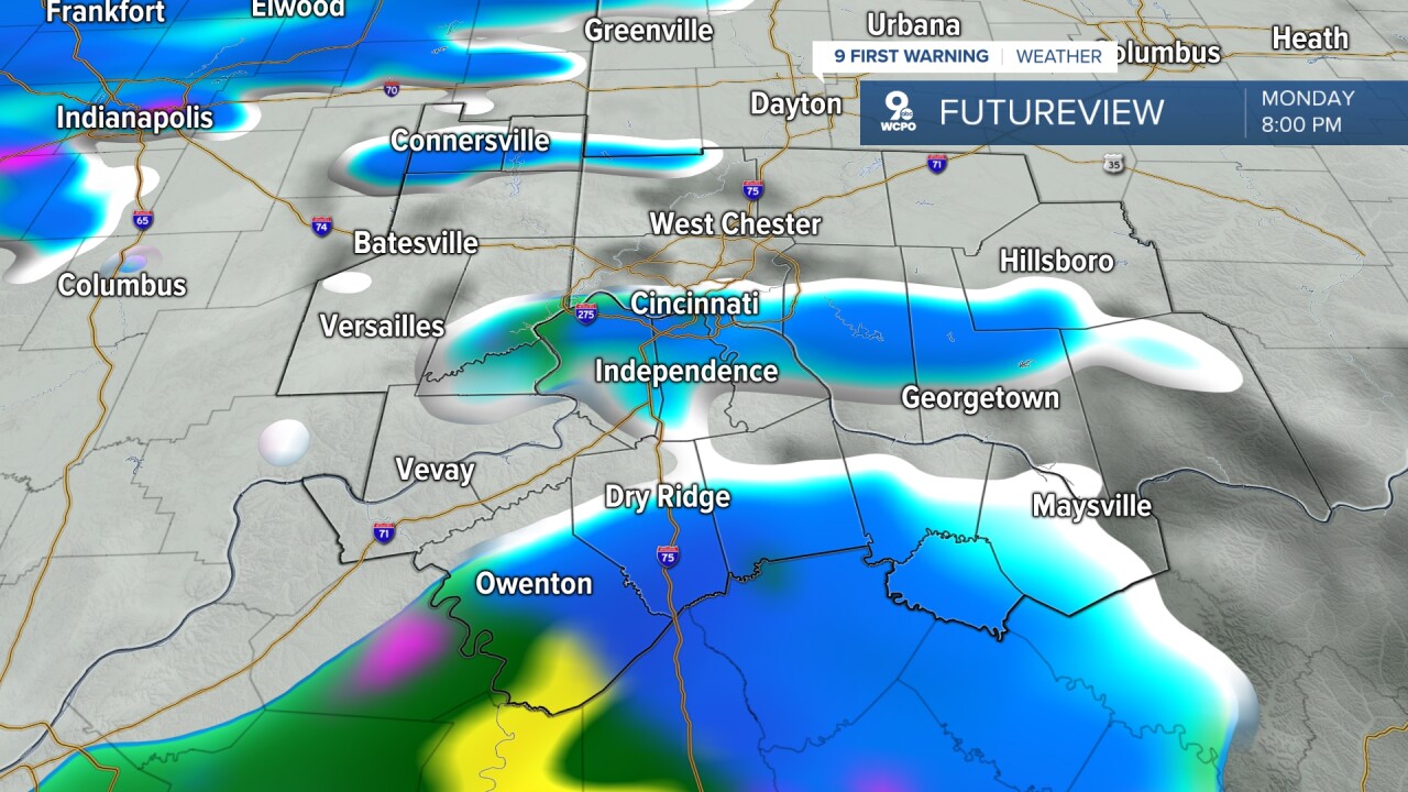 Monday evening wintry mix