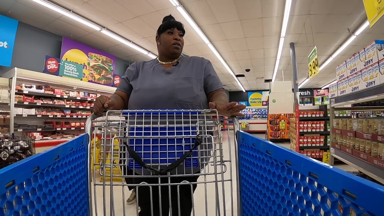 Krystle Campbell shops at the Save A Lot store in Cleveland Heights.