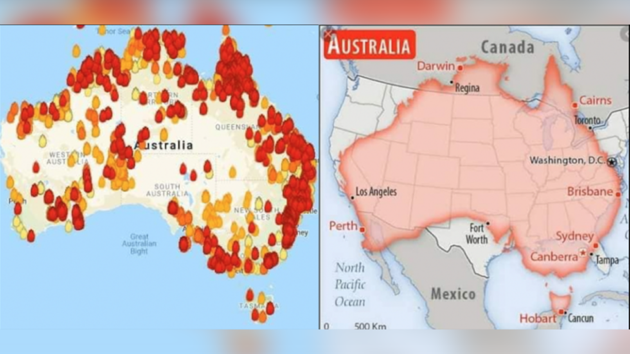 The Scale Of Australias Fires Compared To Map Of United States Gives