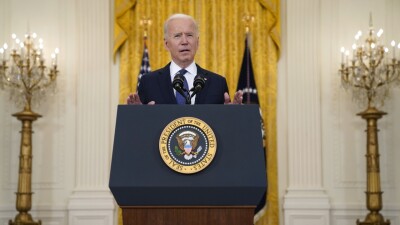 President Joe Biden speaks about the economy, in the East Room of the White House.