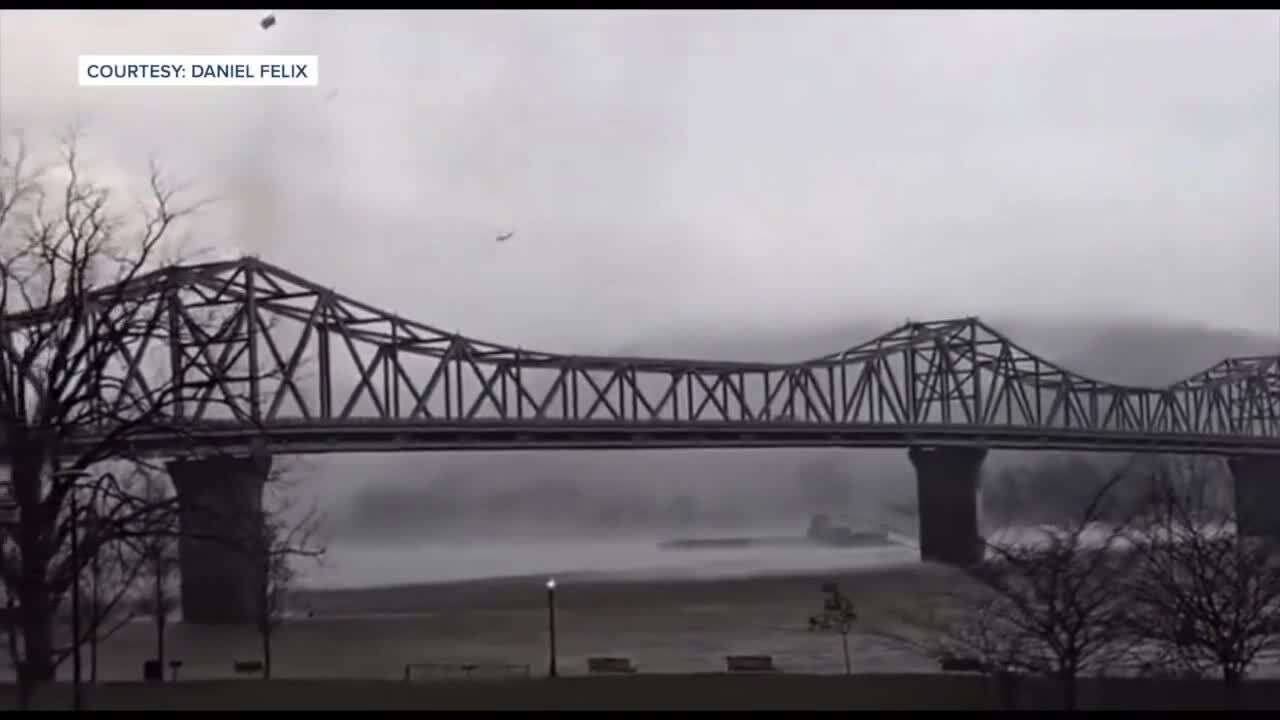 Possible tornado crosses Ohio River at Madison, Indiana