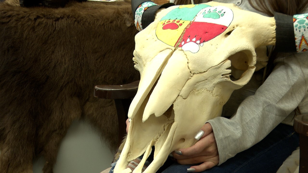 Students decorate and donate bison skull for auction to benefit Children's Receiving Home