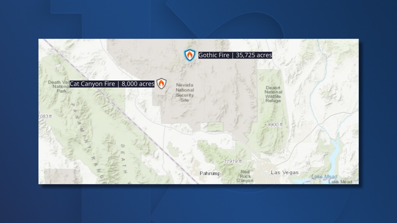 Nevada wildfires map