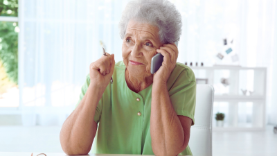 Elderly lady on cell phone