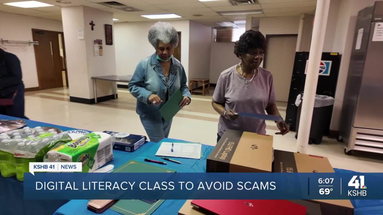 Senior citizens learn computer skills at local church