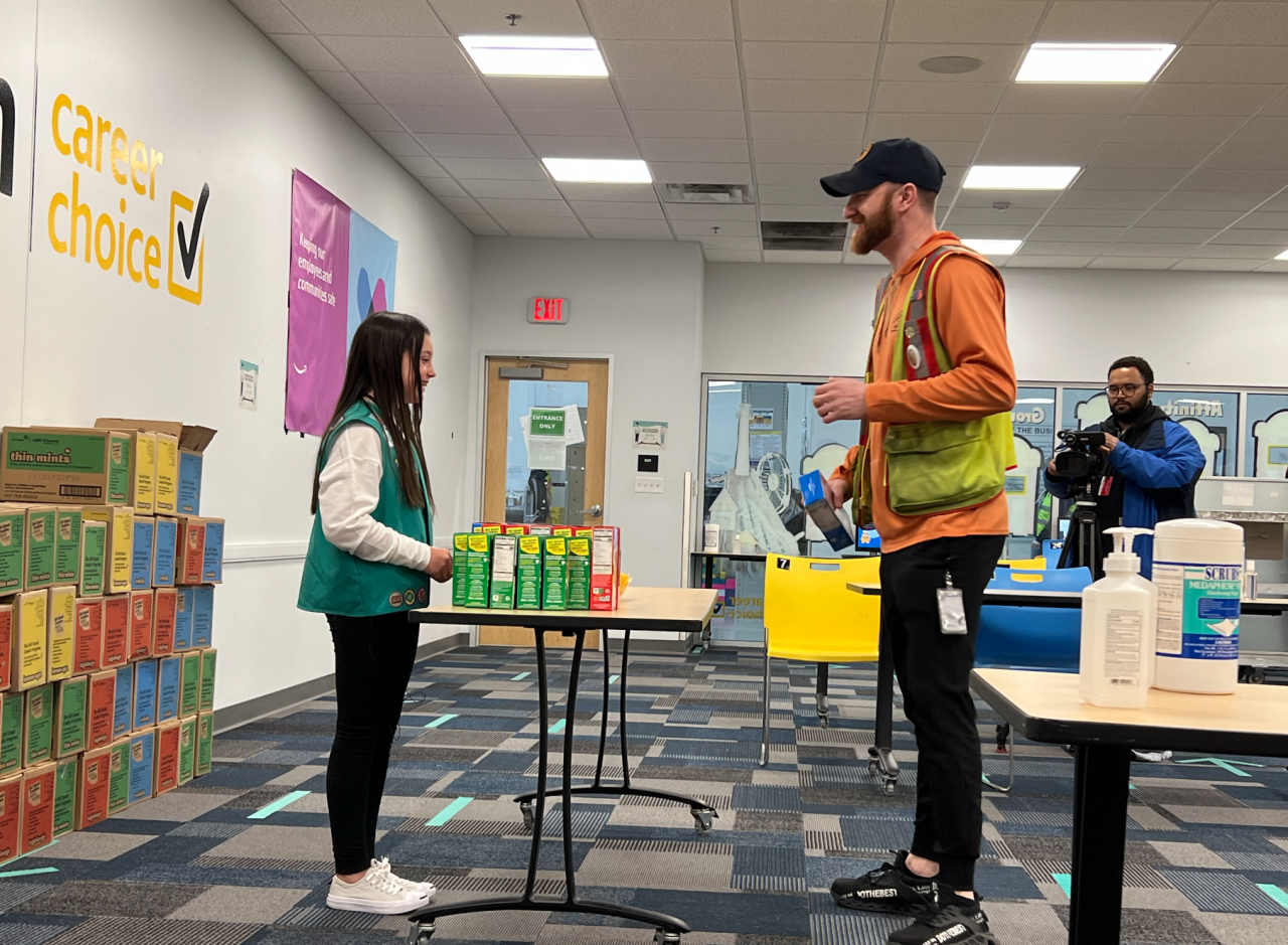 handing out cookies at amazon