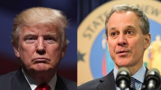 A split screen of Donald Trump and Eric Schneiderman.