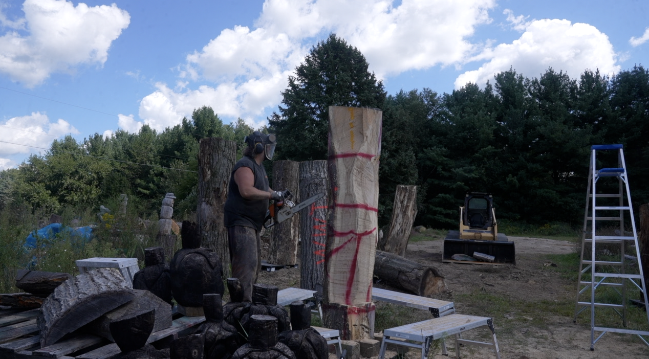 Mike Swagart of Dansville wood carving