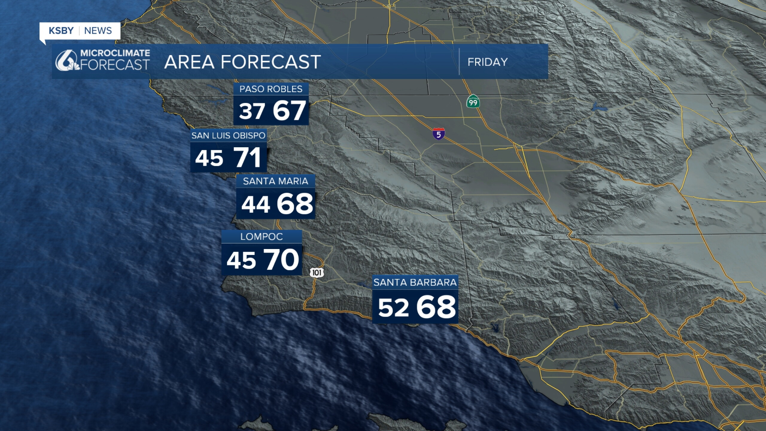 Winds turn more offshore on Friday, with a warm and sunny weekend ahead