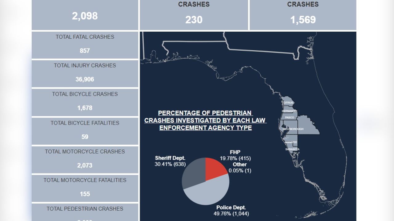 2021 Pedestrian Crashes All Tampa Bay Counties