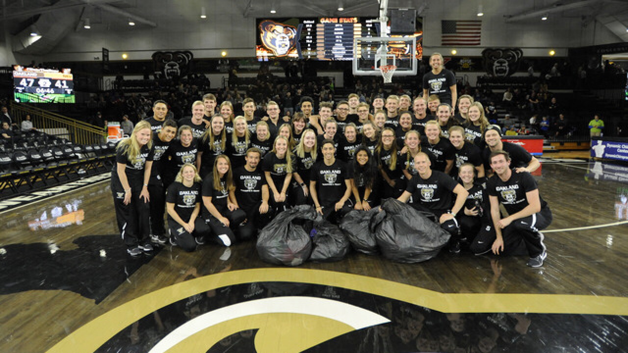 Oakland University hosts annual Mitten Toss