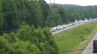 Tractor-trailer crash causes delays on I-64 west in Goochland 