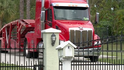 A semi parked on a property in The Acreage.