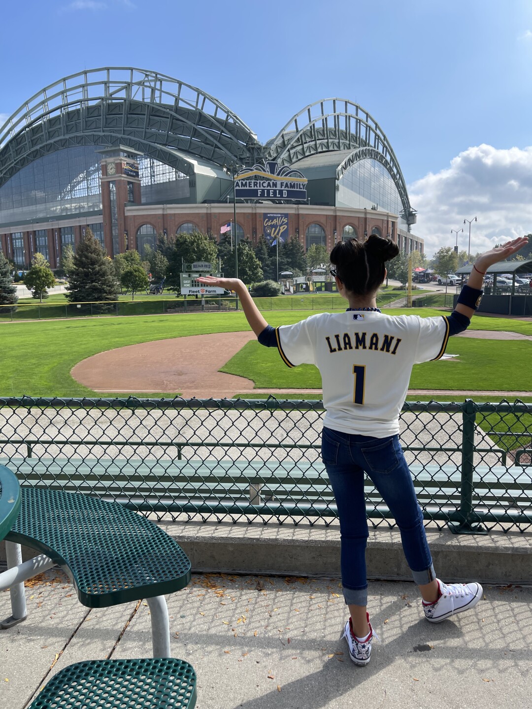 Liamani Segura before she sang the national anthem 