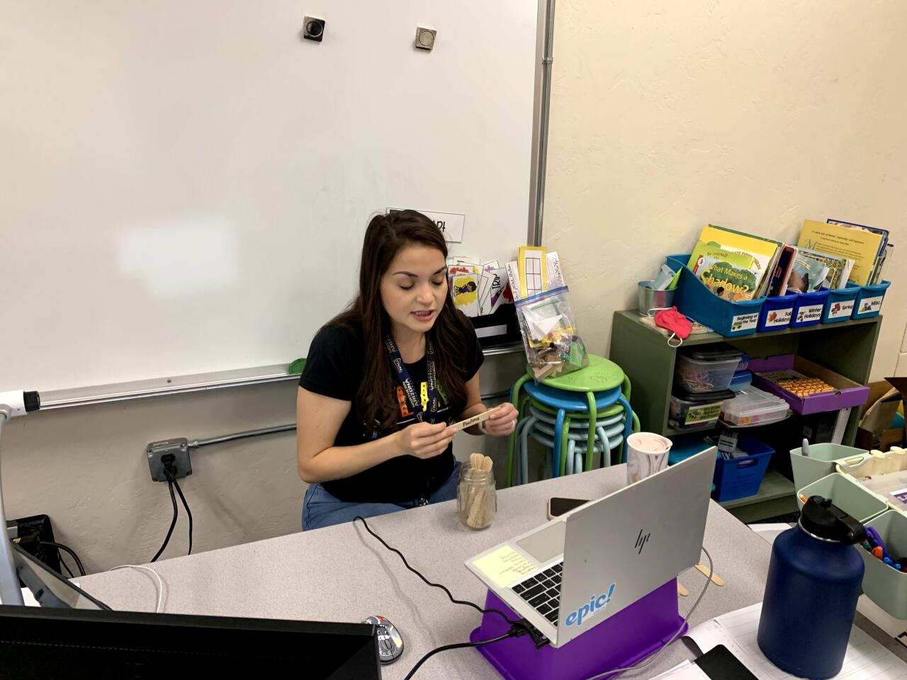1st Grade teacher Anissa Jimenez teaches with manipulatives