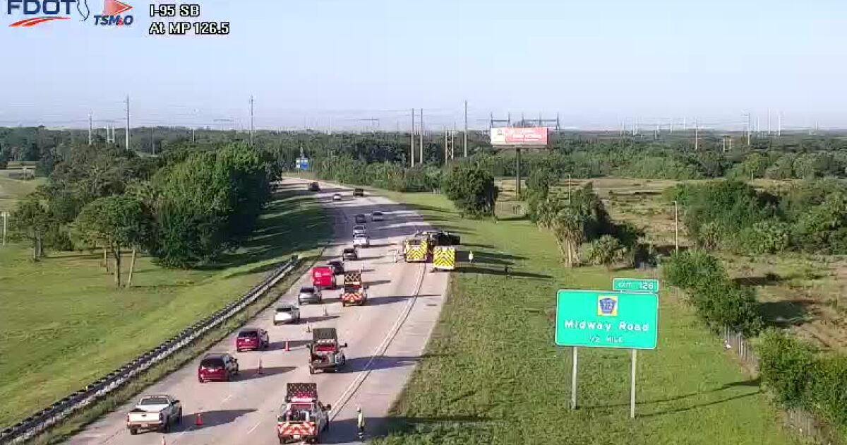 Car fire on I-95 in St. Lucie County creates traffic delays